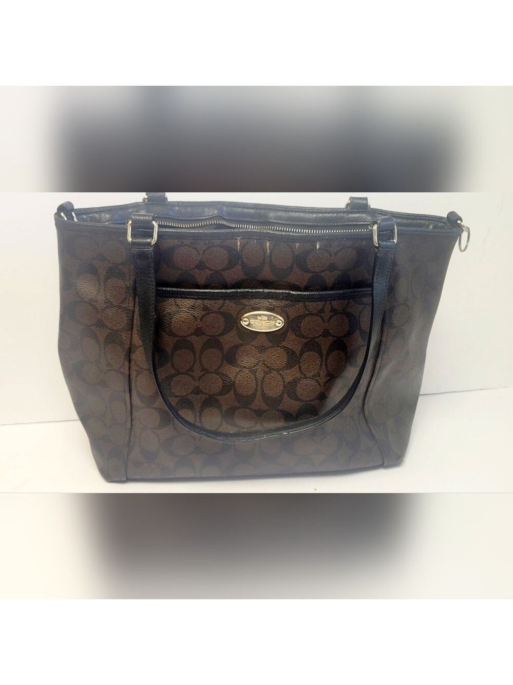 Coach Peyton Leather Signature Pocket Tote 16x10x4